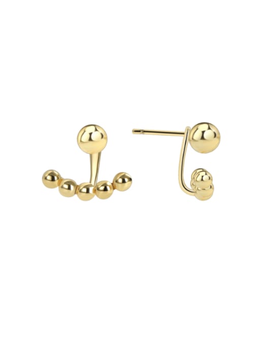 Gold Round Earrings Brass Bead Geometric Minimalist Stud Earring