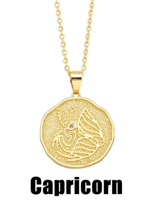 Capricorn Brass Constellation Vintage Necklace