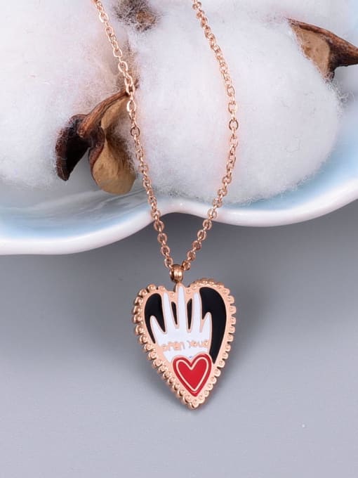 A TEEM Titanium Enamel Heart Minimalist pendant Necklace 3