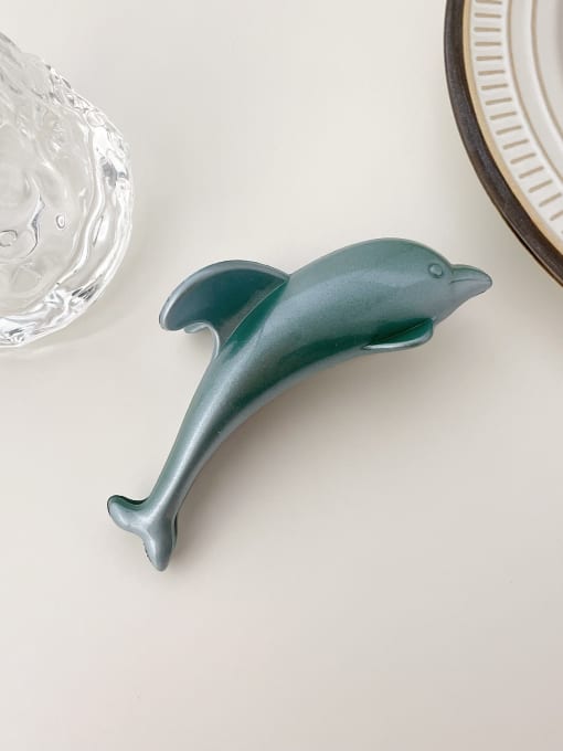 Blue 11cm Alloy Resin Minimalist Dolphin  Jaw Hair Claw