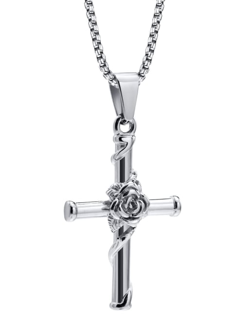 CONG Stainless steel Cross Vintage Regligious Necklace 4