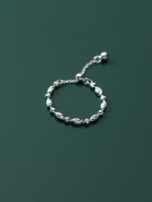 Rosh 925 Sterling Silver Bead Irregular Minimalist Band Ring 2
