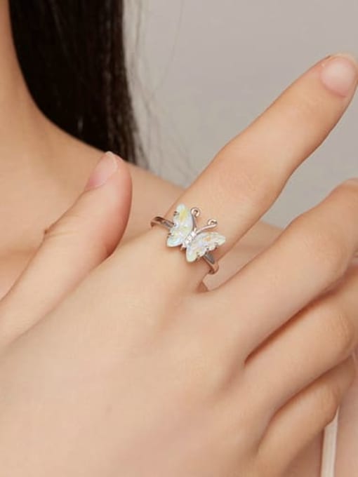 Jare 925 Sterling Silver Resin Butterfly Cute Band Ring 2