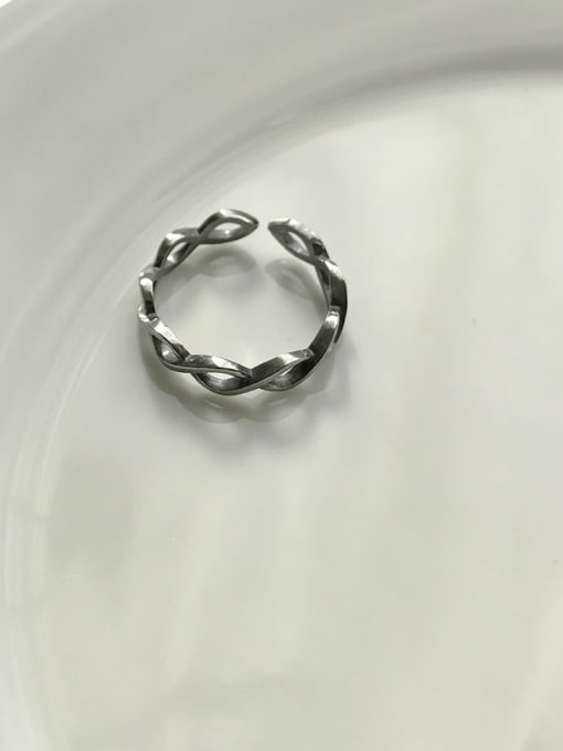 J 597 wave ring 925 Sterling Silver Geometric Vintage  Free Size Midi Ring