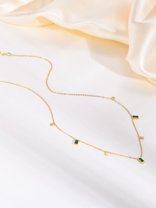 Green zircon with a length of 40+ 5CM Stainless steel Cubic Zirconia Geometric Minimalist Necklace