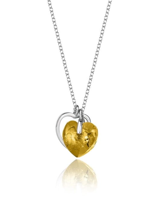 JYXZ 008 (golden) 925 Sterling Silver Austrian Crystal Heart Classic Necklace