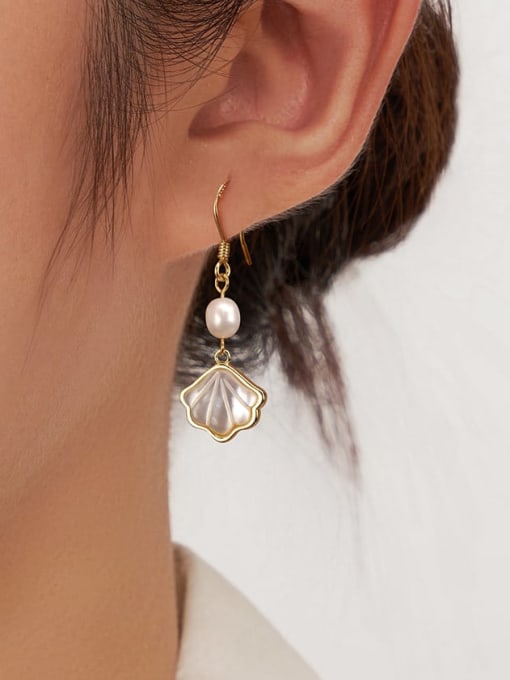 RINNTIN 925 Sterling Silver Imitation Pearl Irregular Trend Hook Earring 1