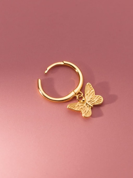 gold 925 Sterling Silver Butterfly Minimalist Huggie Earring