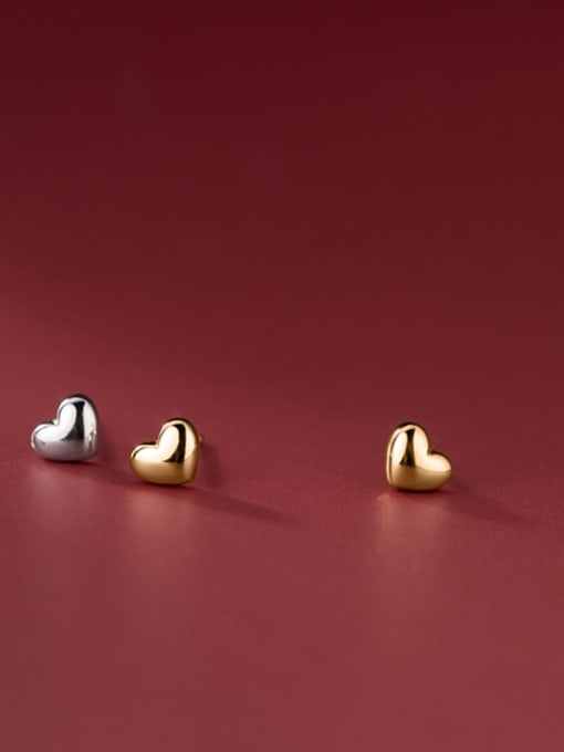 Rosh 925 Sterling Silver Heart Minimalist Stud Earring 4