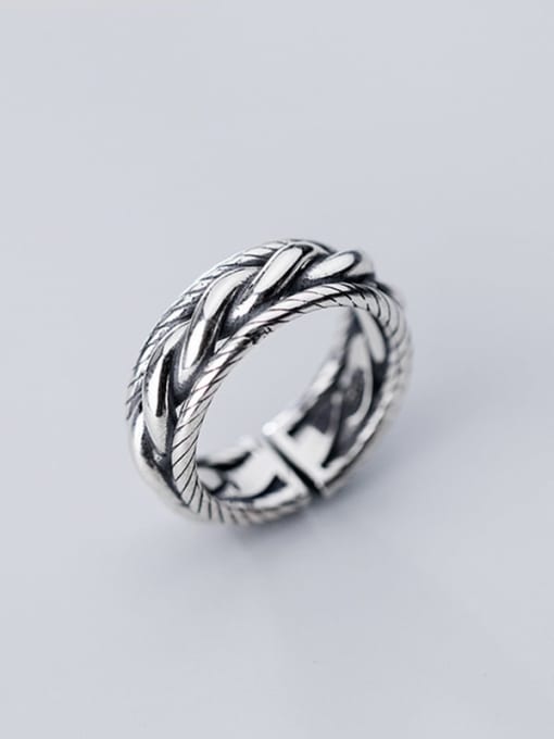 Rosh 925 Sterling Silver Retro spiral multilayer glossy Free Size Ring 1