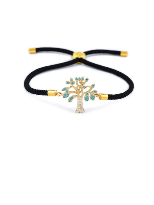 CC Brass Cubic Zirconia Tree Minimalist Adjustable Bracelet 4