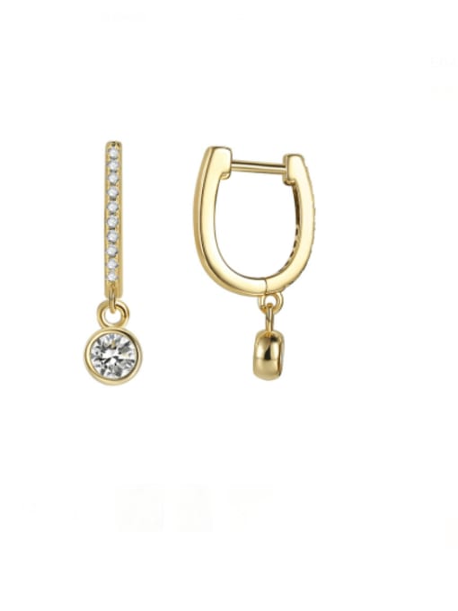 Gold U-shaped Zircon Earrings Brass Cubic Zirconia Geometric Minimalist Huggie Earring