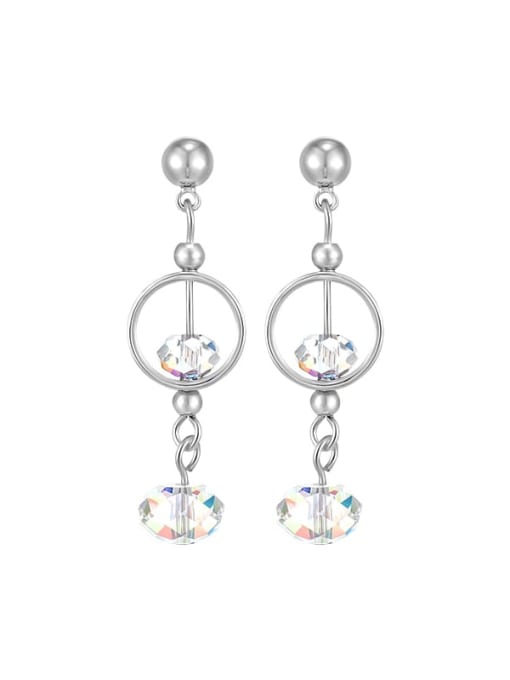 White gold plating Alloy Crystal Geometric Dainty Drop Earring