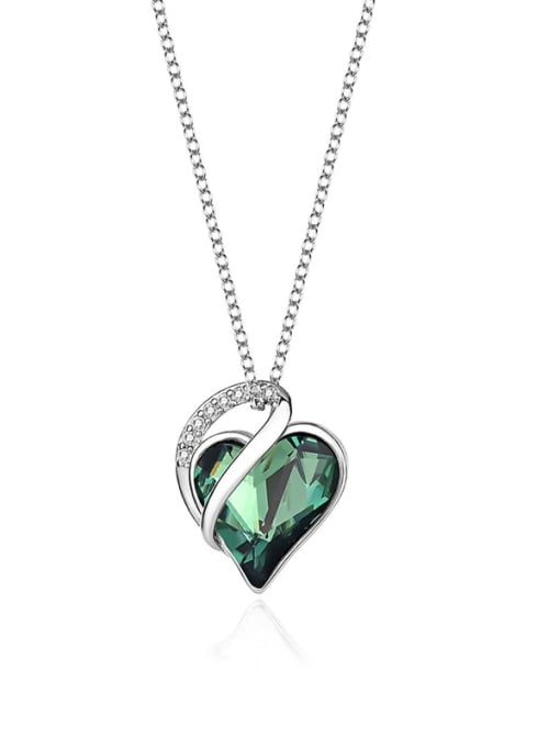 JYXZ 023 (green) 925 Sterling Silver Austrian Crystal Heart Classic Necklace