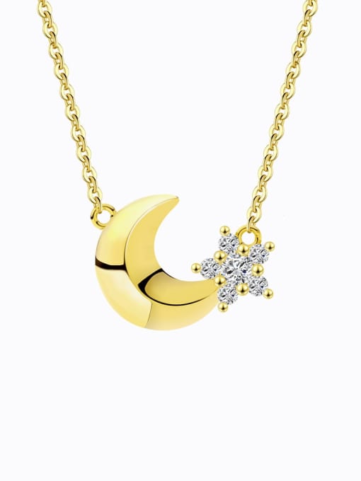 RINNTIN 925 Sterling Silver Cubic Zirconia Moon Dainty Necklace 2