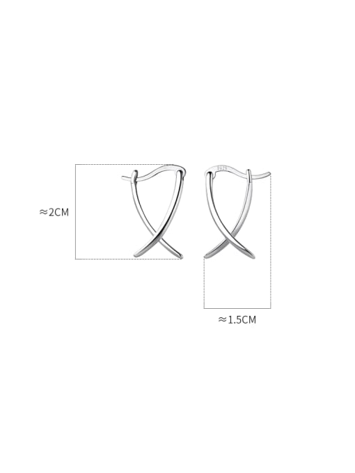 Rosh 925 Sterling Silver Line  Cross Minimalist Stud Earring 4