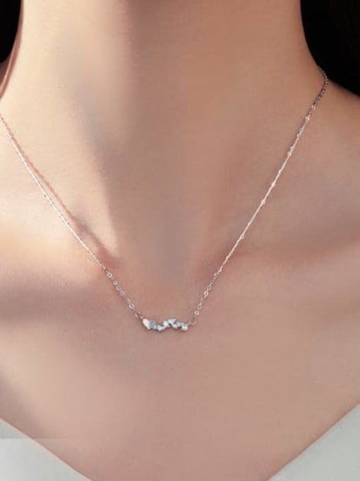 BeiFei Minimalism Silver 925 Sterling Silver Cubic Zirconia Heart Minimalist Necklace 1