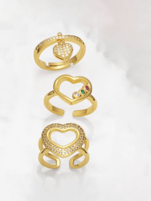 CC Brass Cubic Zirconia Heart Vintage Band Ring 0