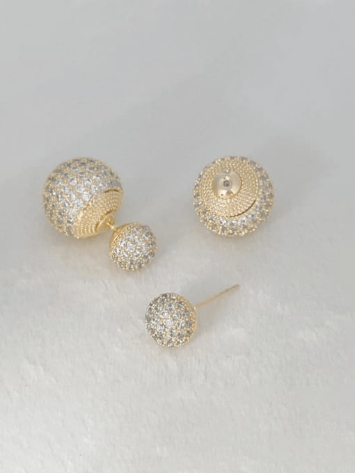 golden Brass Rhinestone Geometric Minimalist Cluster Earring