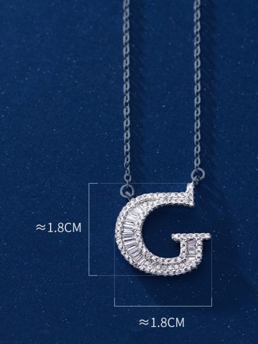 letter G 925 Sterling Silver Simple Fashion full diamond letters pendant  Necklace