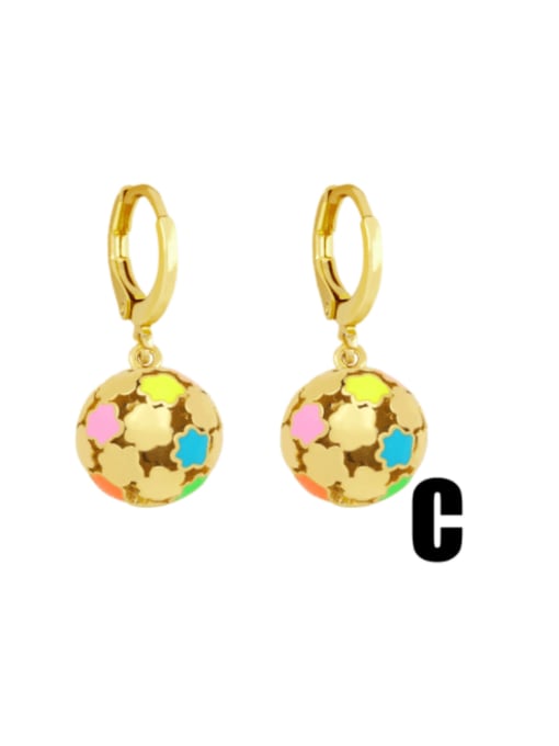 CC Brass Enamel Ball Minimalist Huggie Earring 4
