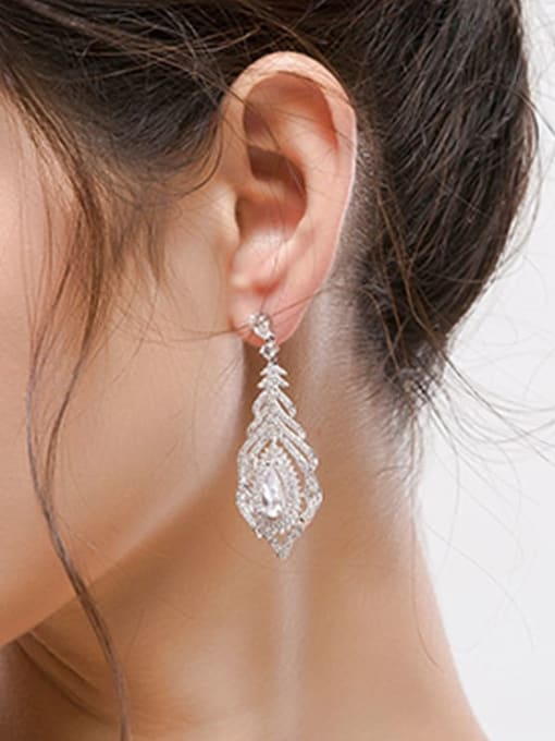 BLING SU Copper Cubic Zirconia Geometric Luxury Chandelier Earring 2