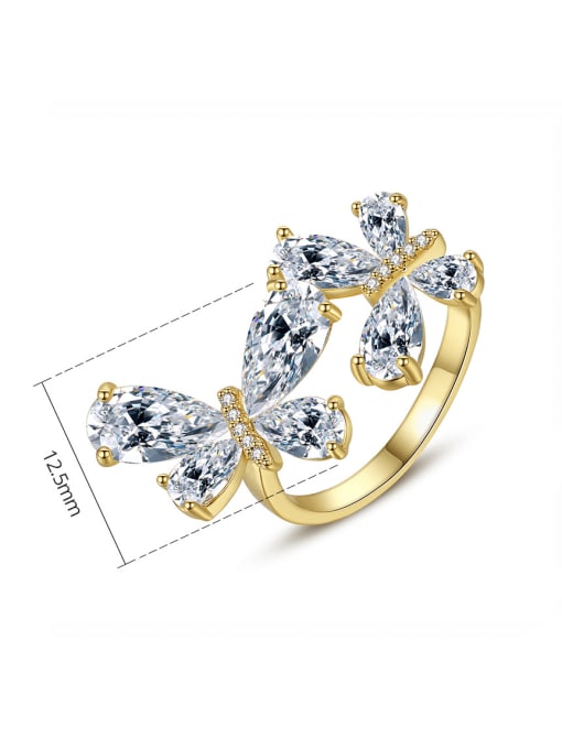 BLING SU Brass Cubic Zirconia Butterfly Minimalist Band Ring 2