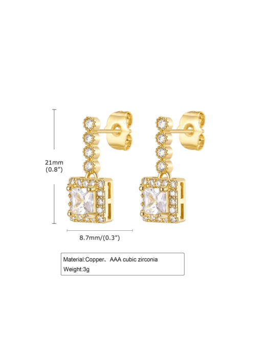 CONG Stainless steel Cubic Zirconia Geometric Minimalist Cluster Earring 2