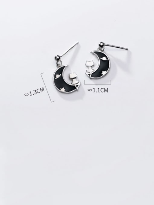 Rosh 925 Sterling Silver With Moon Minimalist Moon Drop Earrings 3