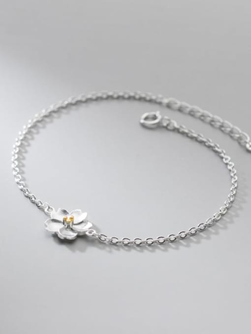 Rosh 925 Sterling Silver Flower Minimalist Link Bracelet 1