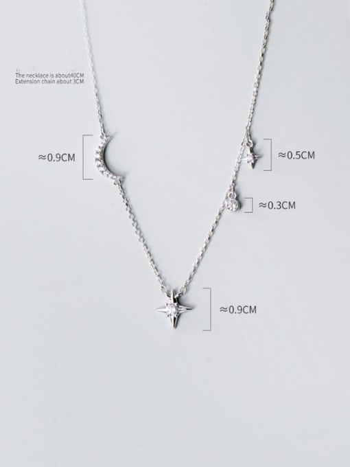 Rosh 925 Sterling Silver Cubic Zirconia Fashion Diamond Star Moon  Necklace 3