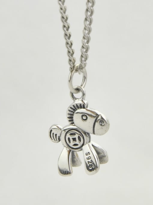 SHUI Vintage Sterling Silver With Simple Horse Retro DIY Accessories 2