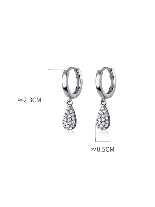Rosh 925 Sterling Silver Cubic Zirconia Water Drop Dainty Huggie Earring 2
