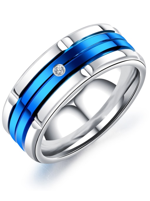 Blue Stainless Steel Band Ring