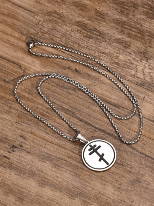 Steel pendant with chain 60CM Stainless steel Geometric Hip Hop Necklace