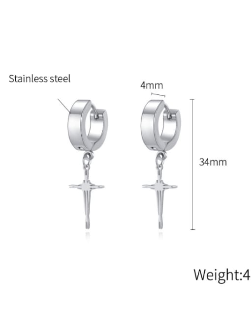 Open Sky Stainless steel Cross Minimalist Huggie Earring 3