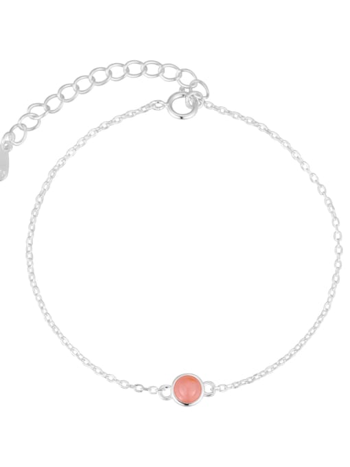 October Powder Opel 925 Sterling Silver Natural Stone Geometric Luxury Link Bracelet