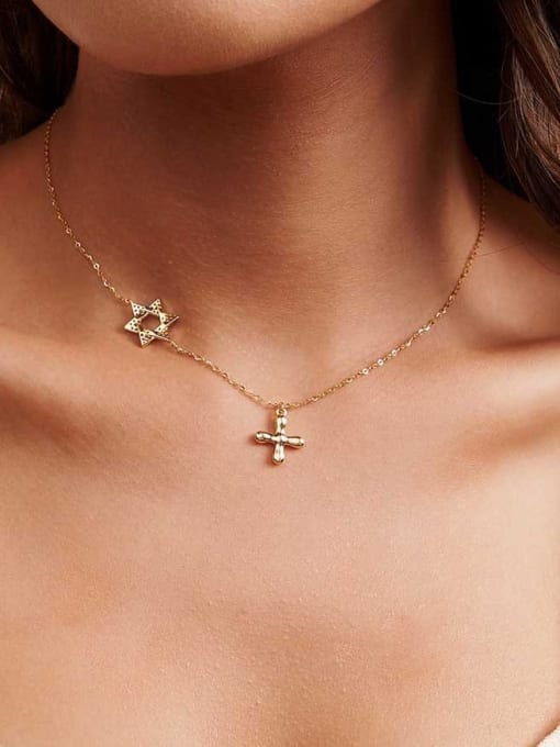 RINNTIN 925 Sterling Silver Cubic Zirconia Cross Minimalist Necklace 1