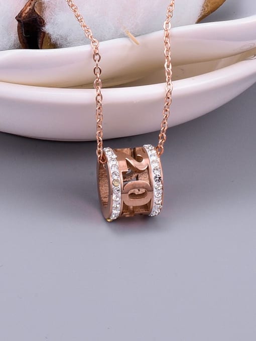 A TEEM Titanium Rhinestone Full Diamond  Hollow Circle  Necklace 2
