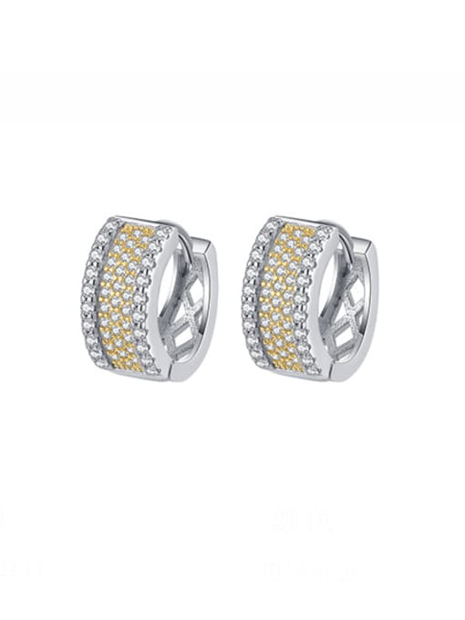 KDP-Silver 925 Sterling Silver Cubic Zirconia Geometric Minimalist Huggie Earring 0