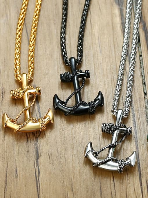CONG Stainless steel Anchor Hip Hop Necklace 3