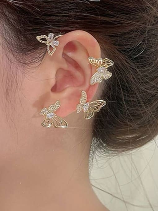 CC Brass Cubic Zirconia Butterfly Statement Hook Earring 1
