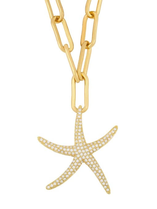 Starfish Titanium Cubic Zirconia Heart Minimalist Necklace