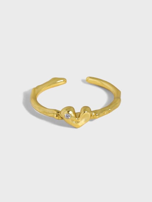 DAKA 925 Sterling Silver Heart Minimalist Band Ring 0