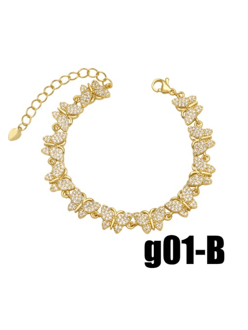 g01 B Brass Cubic Zirconia Heart Vintage Bracelet
