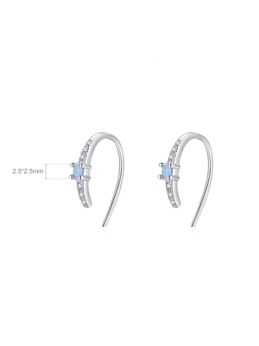 MODN 925 Sterling Silver Cubic Zirconia Geometric Minimalist Hook Earring 2