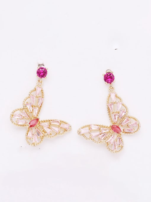 Luxu Brass Cubic Zirconia Butterfly Luxury Drop Earring 2