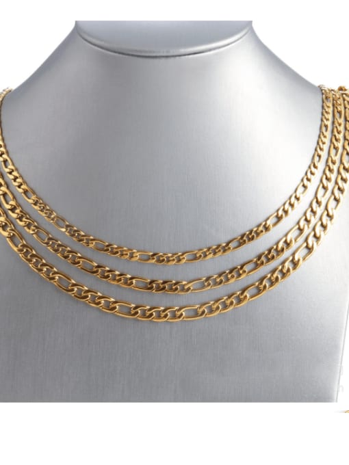 golden Stainless steel Geometric Hip Hop Hollow Chain Necklace