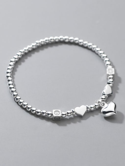 Rosh 925 Sterling Silver Bead Heart Vintage Beaded Bracelet 1