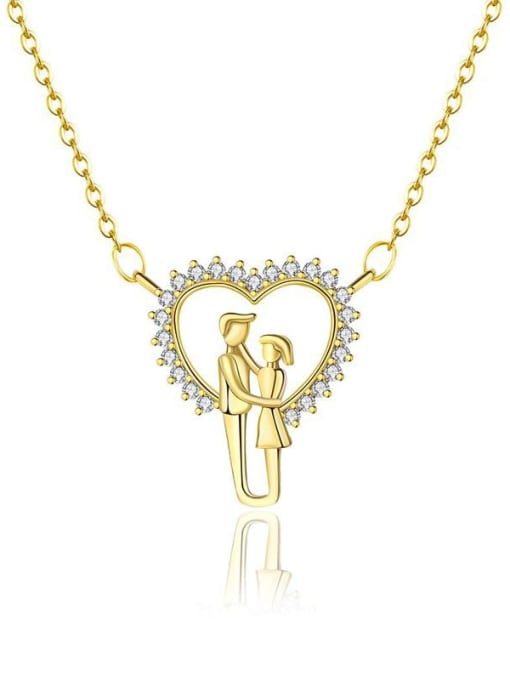 JYXZ 141 (18K gold) 925 Sterling Silver Cubic Zirconia Heart Dainty Necklace